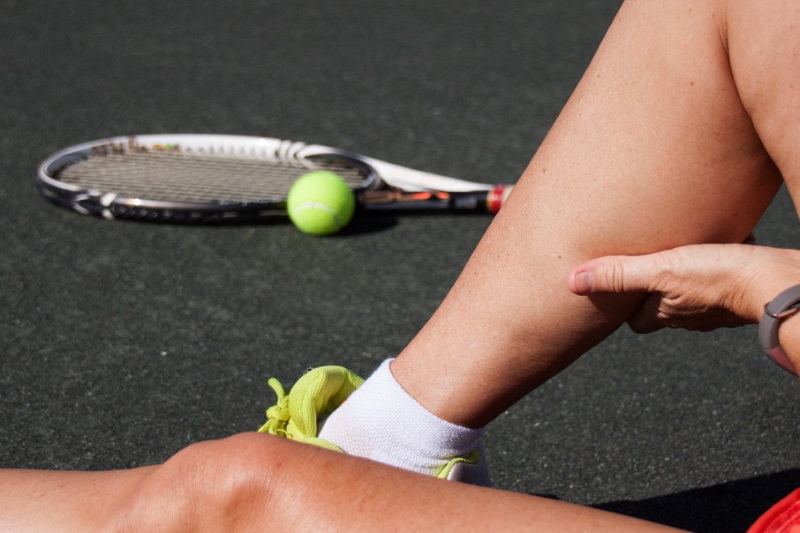 Tennis player calf strain injury
