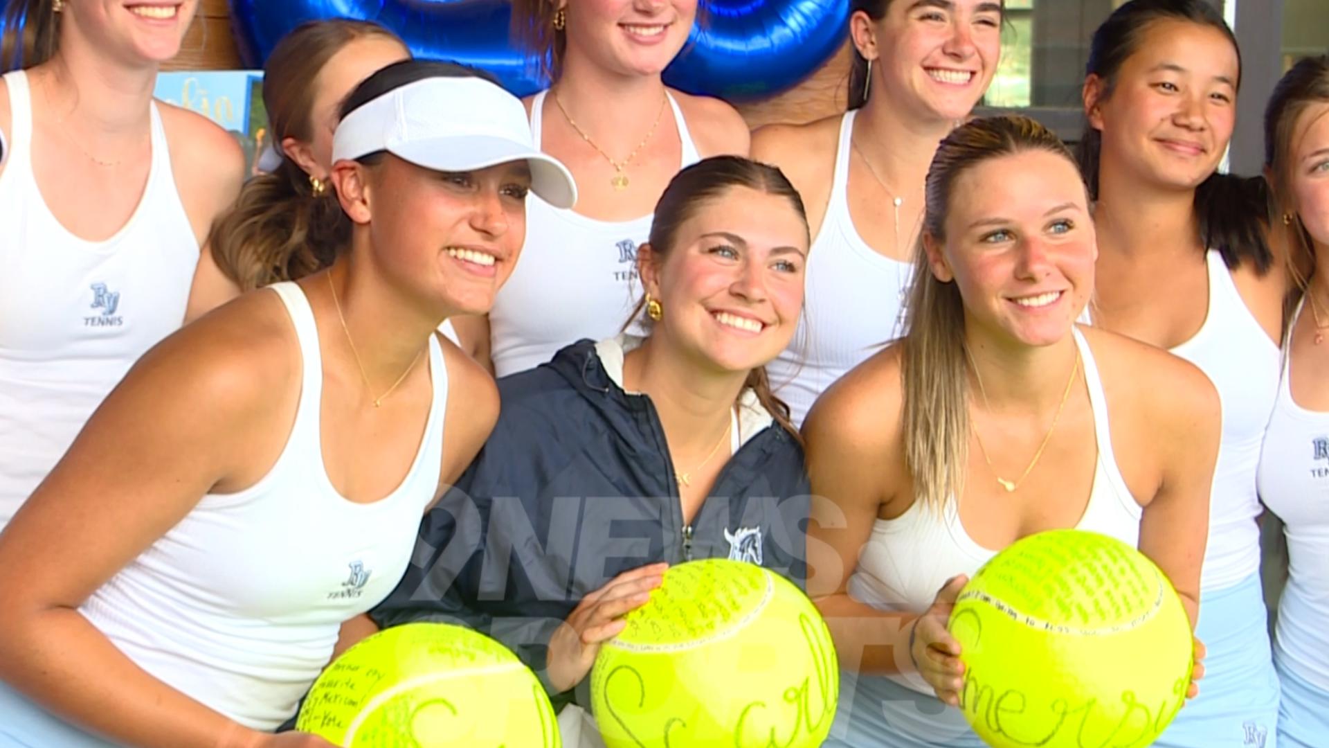 Ralston Valley High School girls tennis team celebrating friendship and success