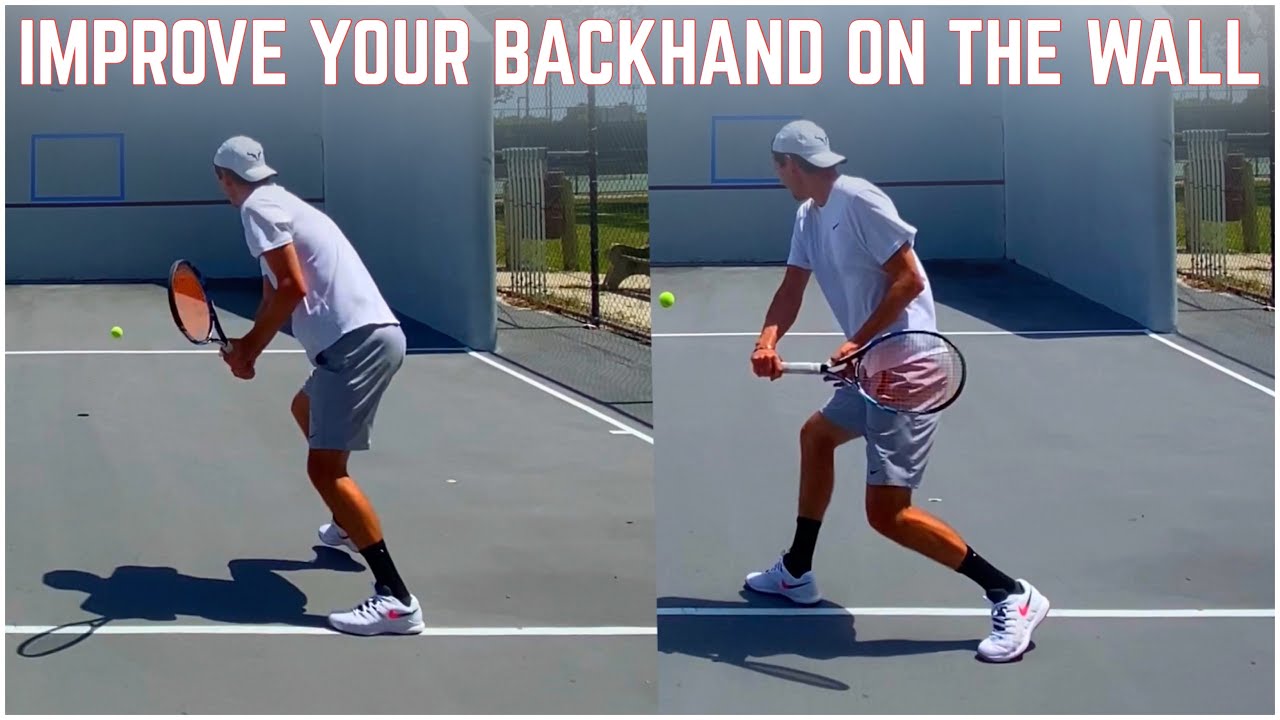 Drill de backhand contra a parede no tênis